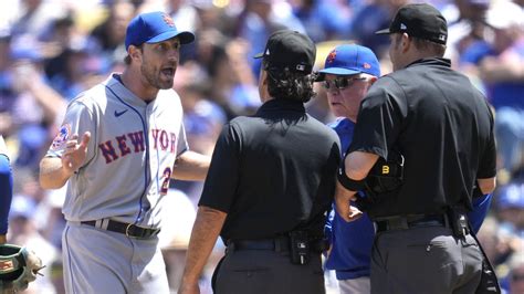 Umpires explain Max Scherzer’s ejection for sticky substance in Dodgers-Mets game